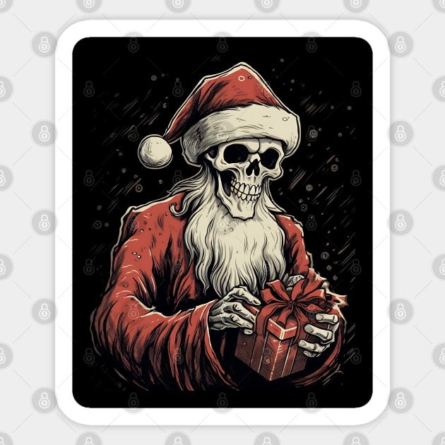 skeleton Santa Sticker by MZeeDesigns